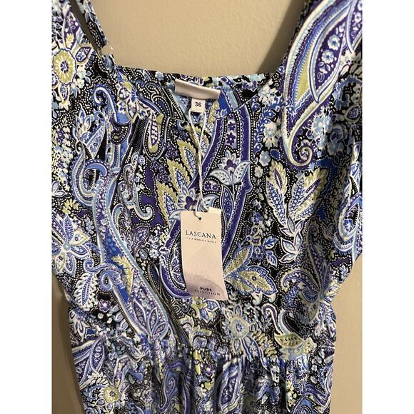 Lascana Short Dress Beach Size‎ 4 Blue Purple Paisley Print Halter Neck #999 - Picture 5 of 12